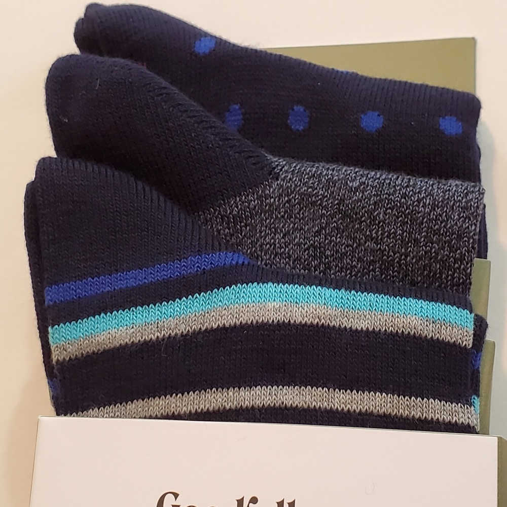 3 Pairs of Colorful Blue Patterned Crew Socks - Picture 1 of 3